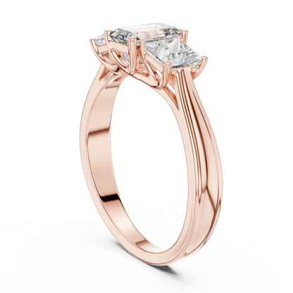 Emerald &amp; Princess Three Stone Ring