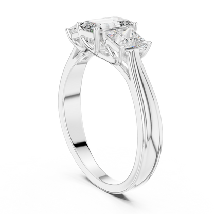 Emerald &amp; Princess Three Stone Ring