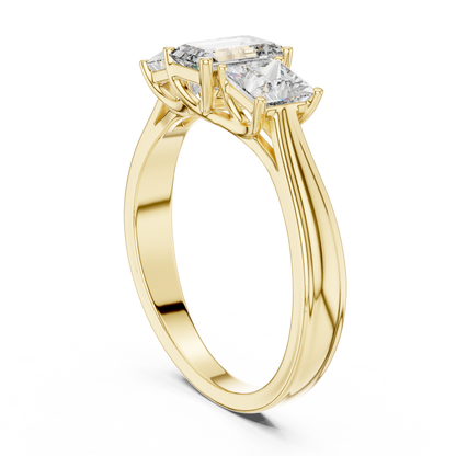 Emerald &amp; Princess Three Stone Ring
