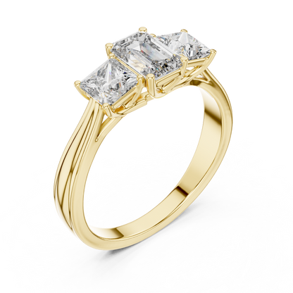 Emerald &amp; Princess Three Stone Ring