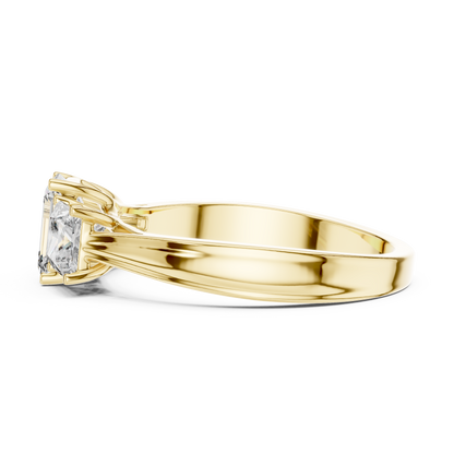 Emerald &amp; Princess Three Stone Ring