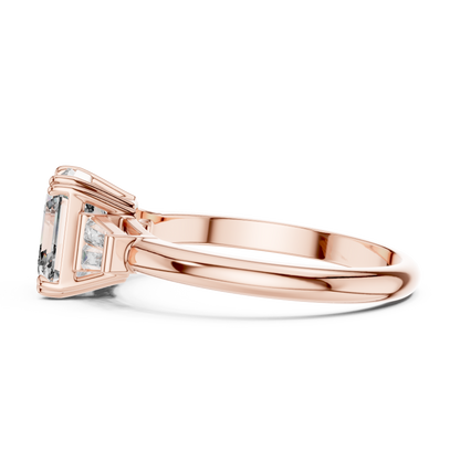 Asscher &amp; Double Baguette Three Stone Ring