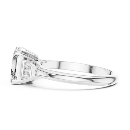 Asscher &amp; Double Baguette Three Stone Ring