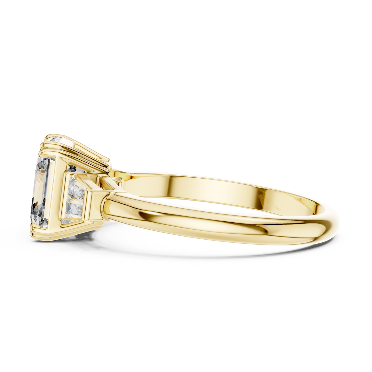 Asscher &amp; Double Baguette Three Stone Ring