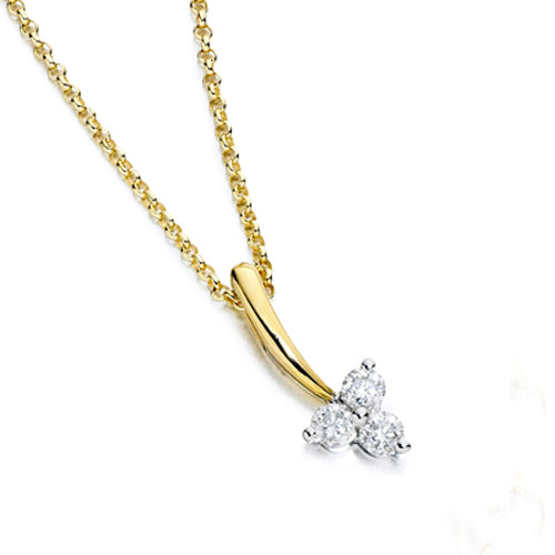This elegant Leaf Pendant features a delicate leaf design and is adorned with three sparkling stones, creating a beautiful clover shape.
