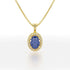 Oval Blue Sapphire Halo Pendant