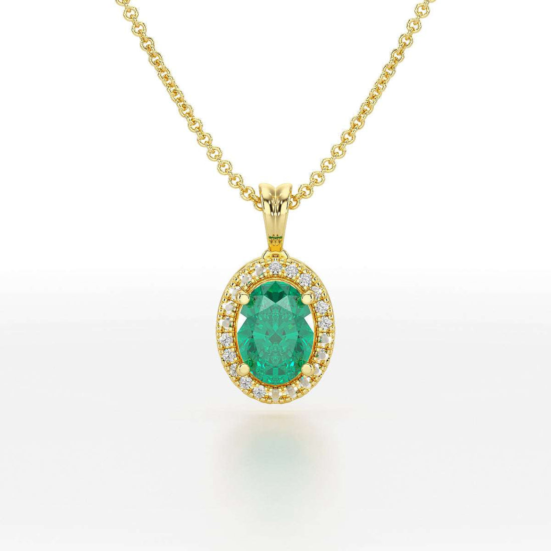 Large Oval Emerald Halo Pendant