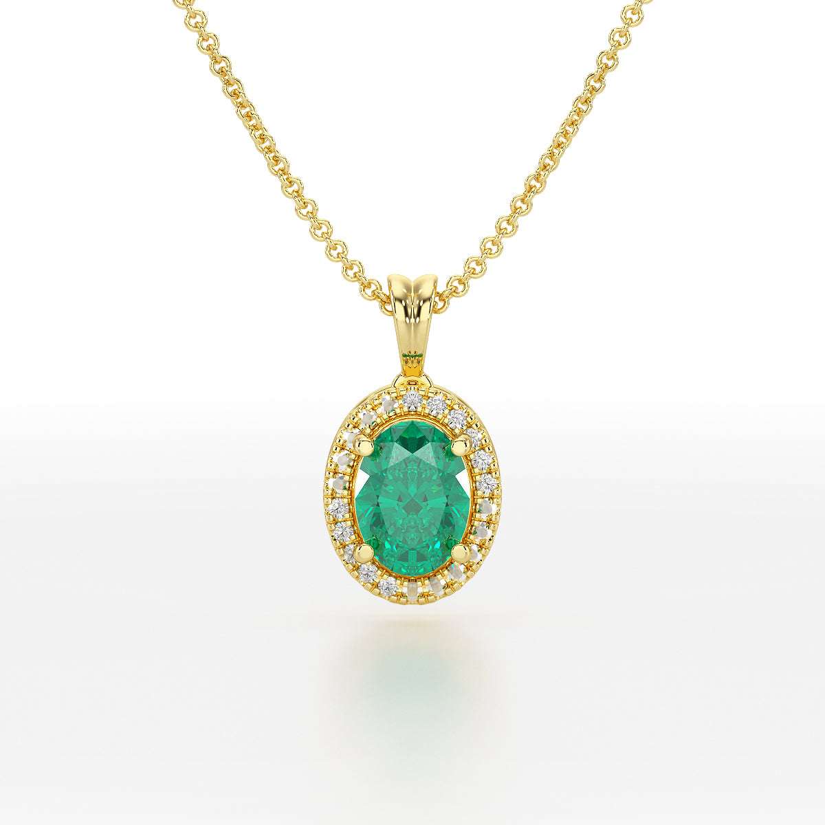 Large Oval Emerald Halo Pendant