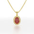 Large Oval Ruby Halo Pendant