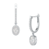 Oval Cut Halo Drop Hoop Earrings in white gold or platinum