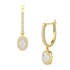 Oval Cut Halo Drop Hoop Earrings in yellow gold