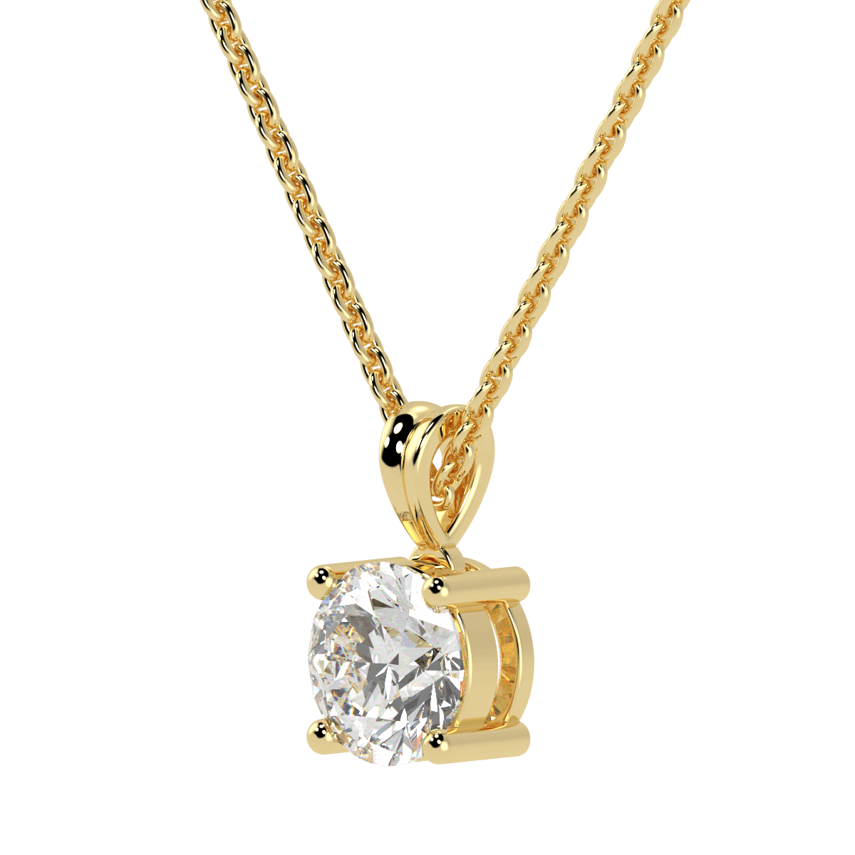 0.25ct Round Cut Solitaire Pendant 18ct Yellow Gold
