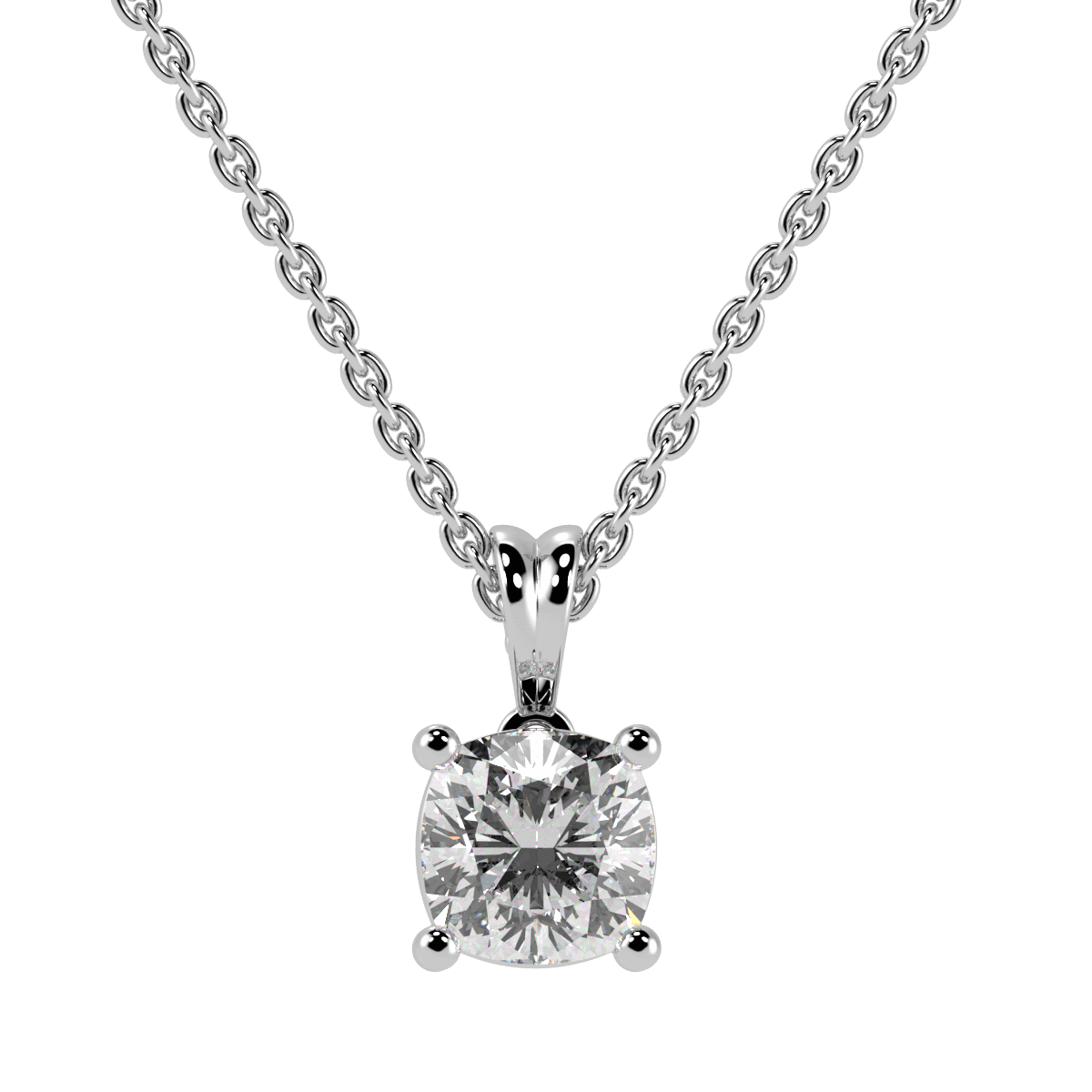 Cushion Cut Solitaire Pendant in white gold or platinum