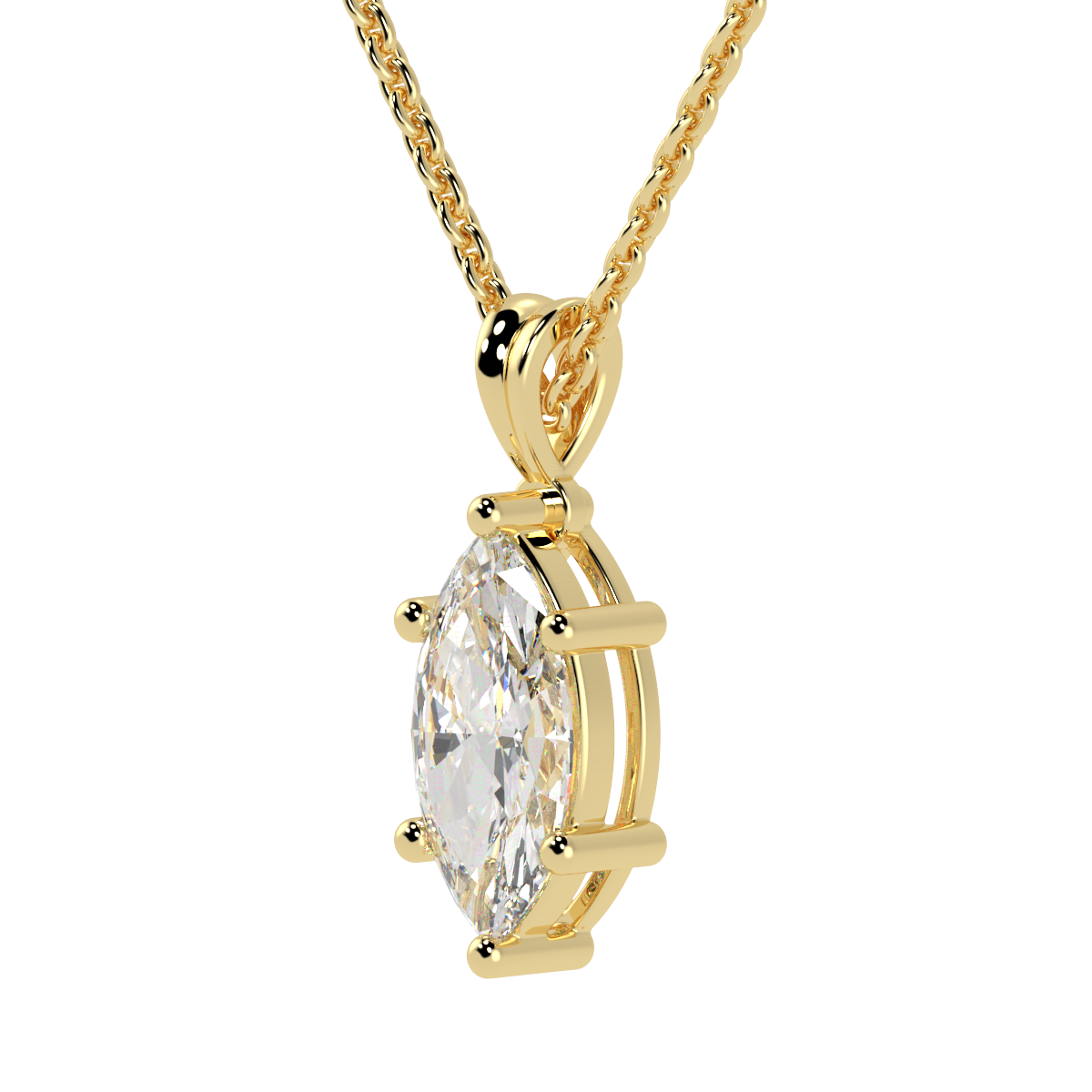 Marquise Cut Solitaire Pendant in yellow gold
