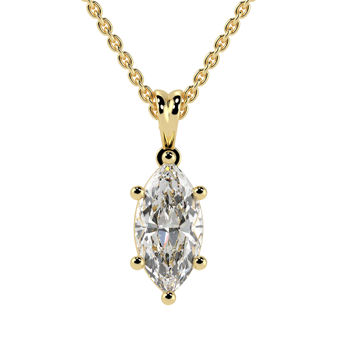 Marquise Cut Solitaire Pendant in yellow gold