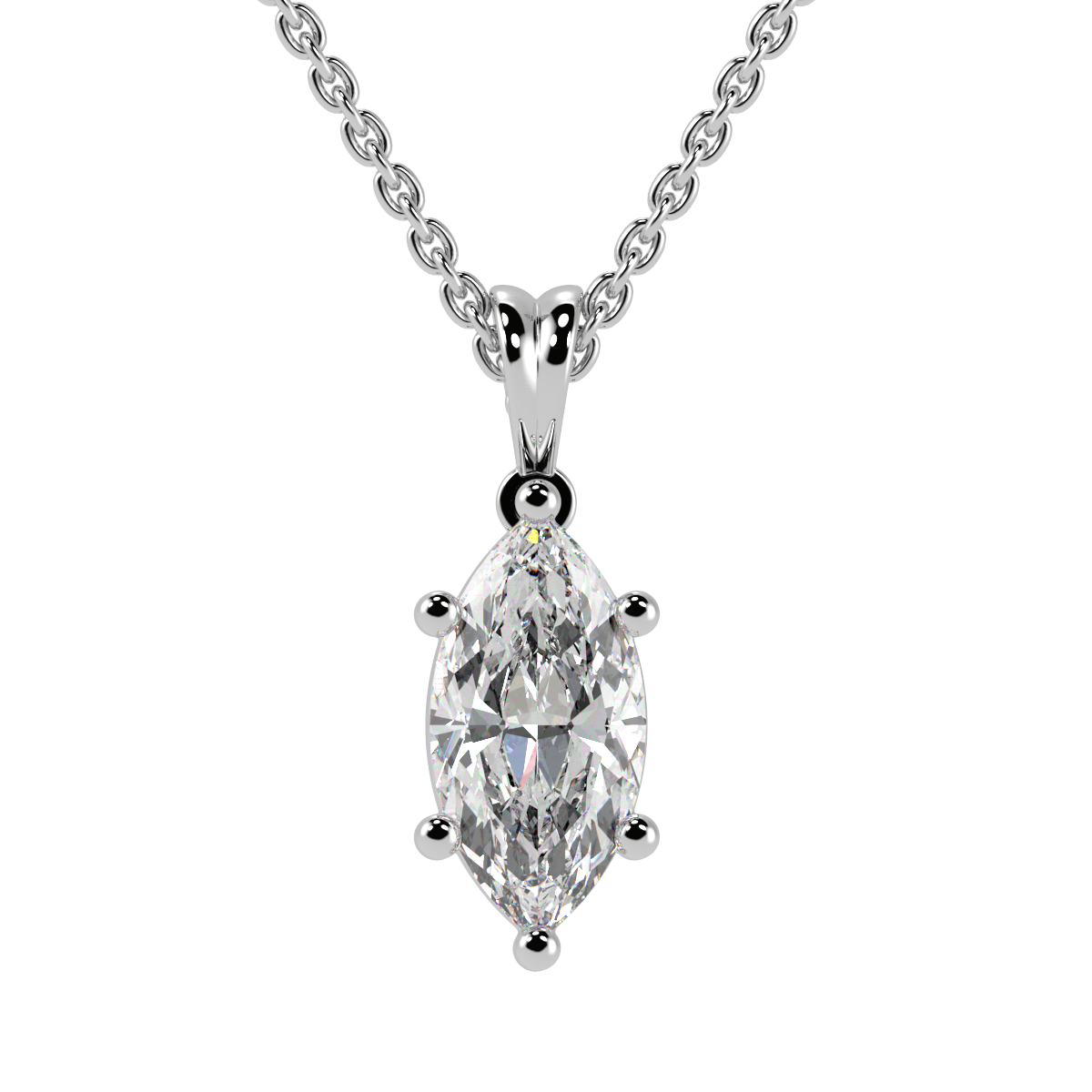 Marquise Cut Solitaire Pendant in white gold or platinum
