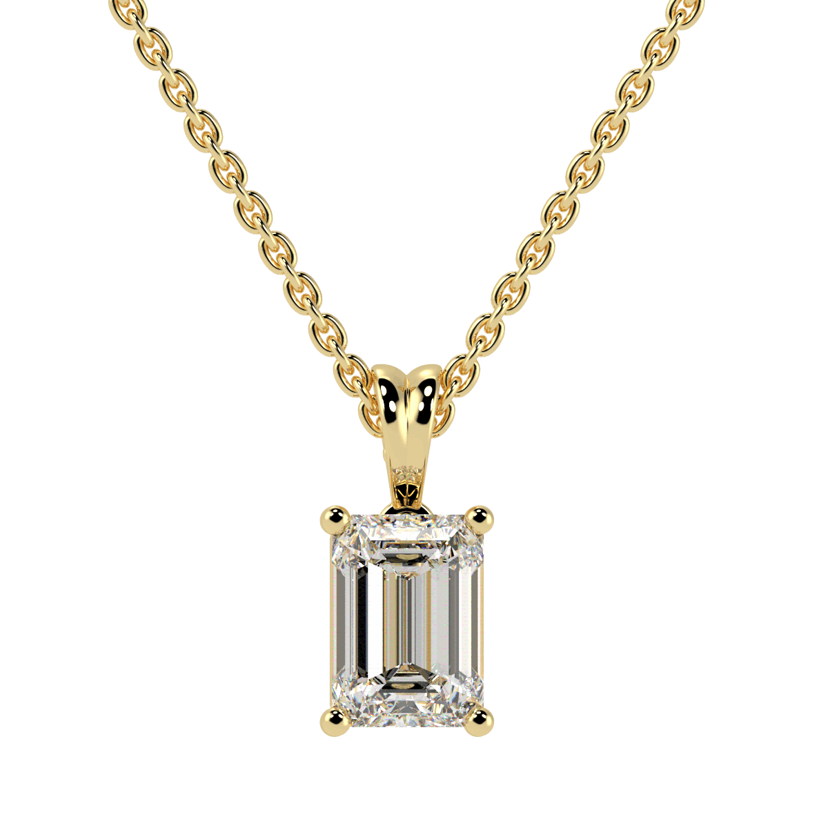 Emerald Cut Solitaire Pendant in yellow gold