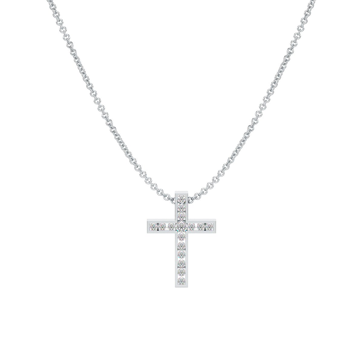Channel Set Cross Pendant