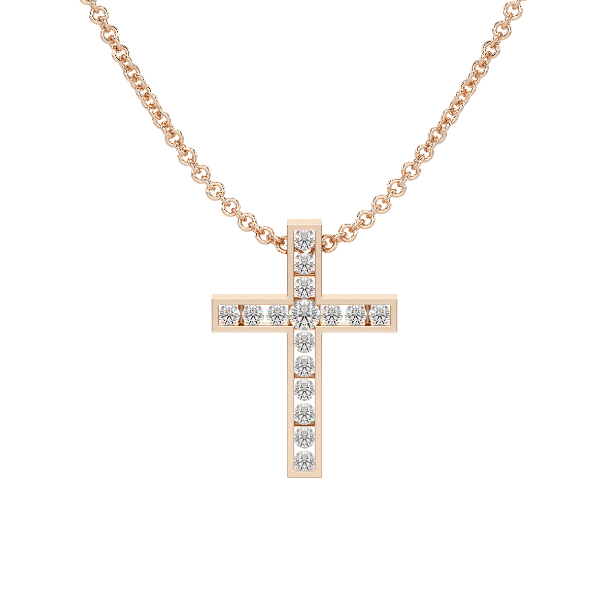 Channel Set Cross Pendant