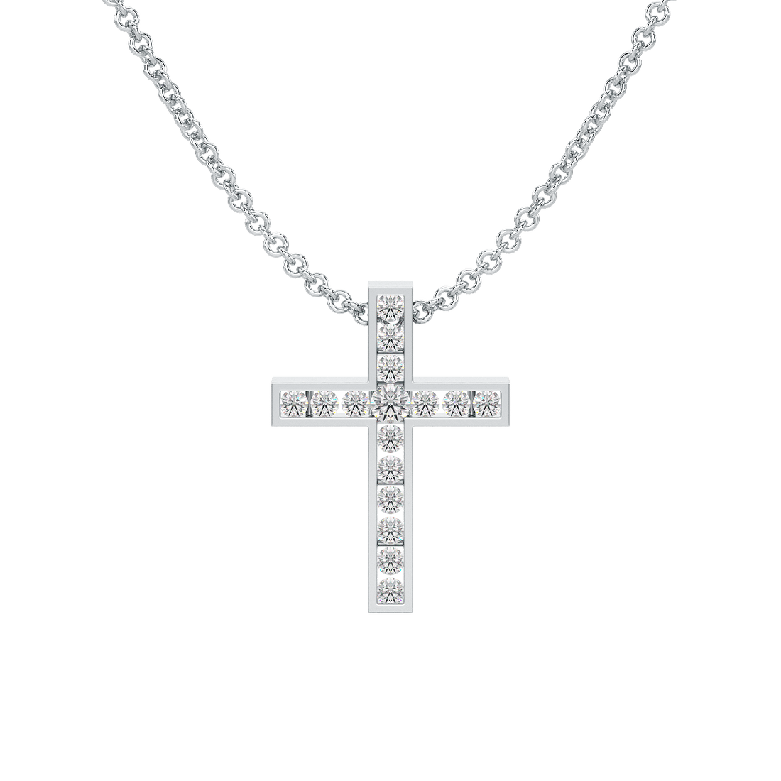 Channel Set Cross Pendant