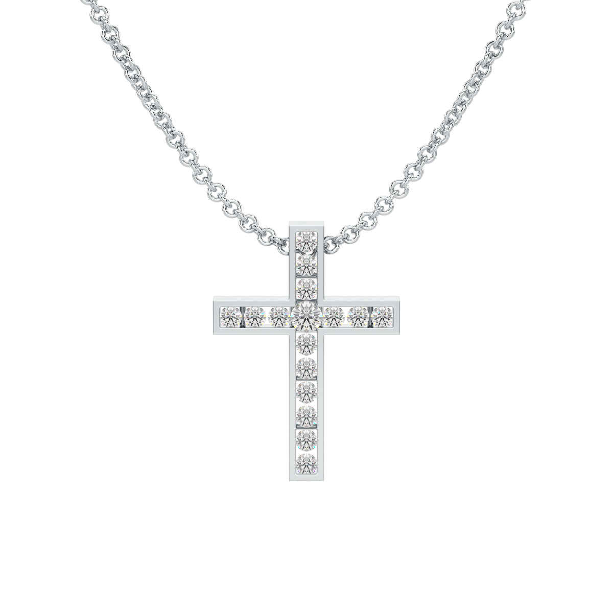 Channel Set Cross Pendant