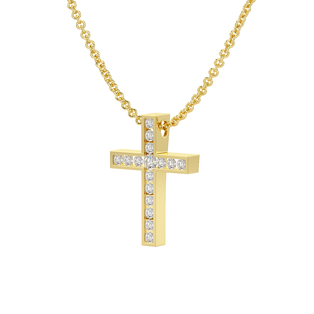 Channel Set Cross Pendant