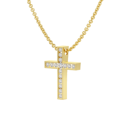 Channel Set Cross Pendant