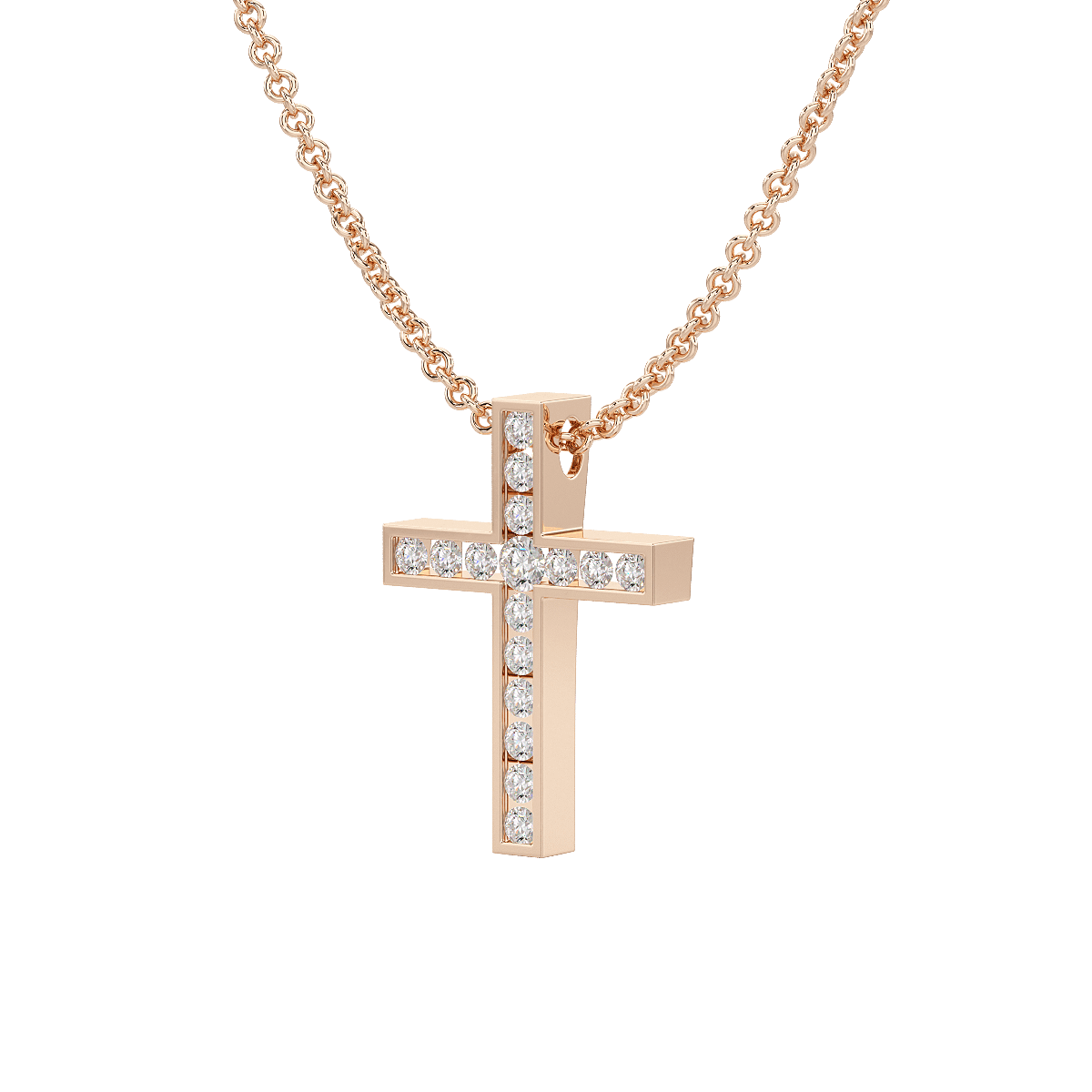 Channel Set Cross Pendant