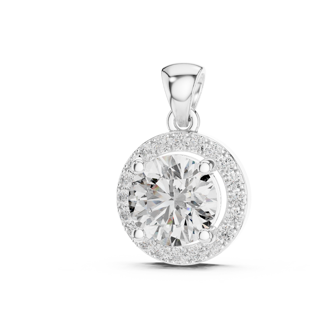Round Cut Halo Surround Pendant