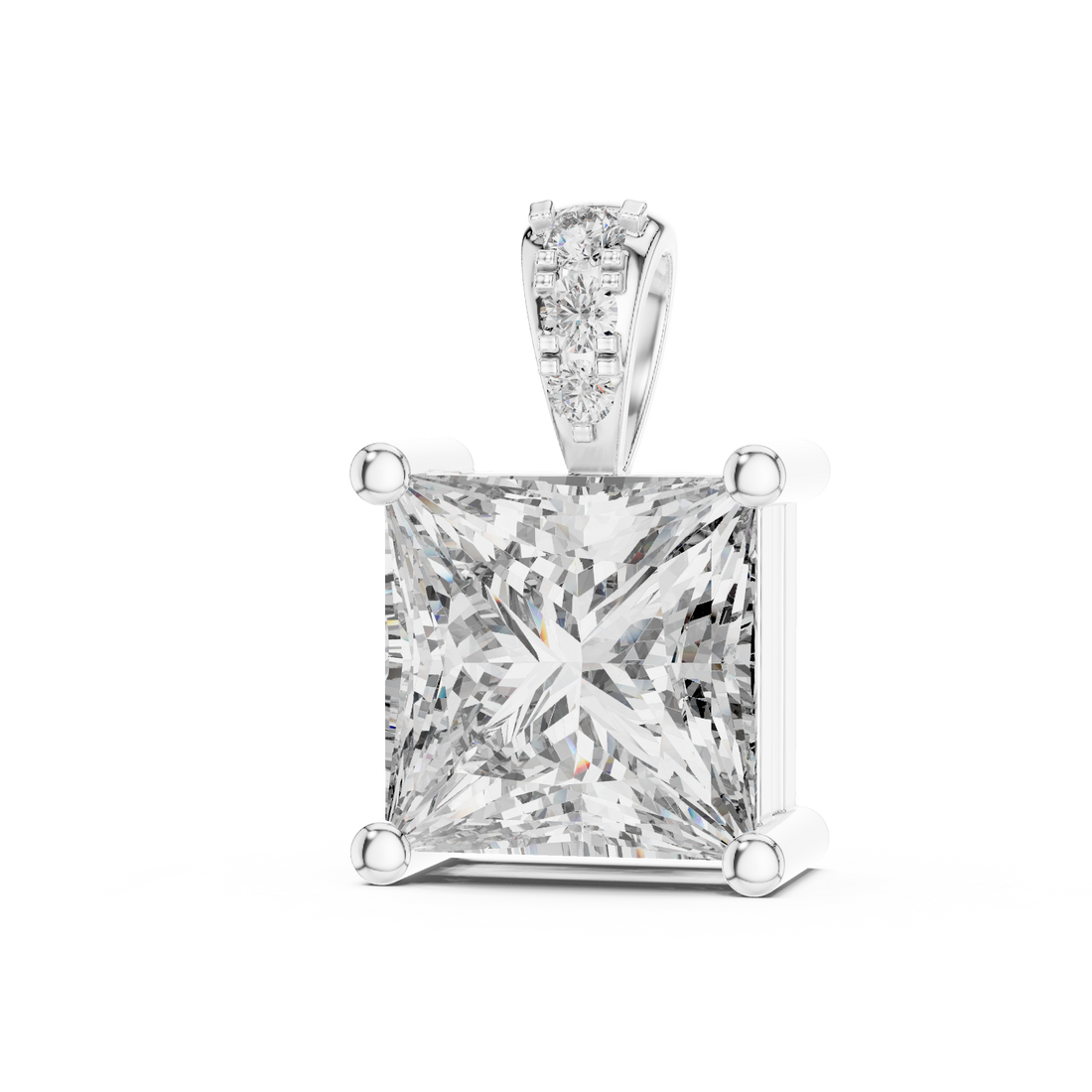 Princess Cut Solitaire Diamond Bail Pendant