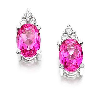 Pink Topaz Trefoil Earrings in white gold
