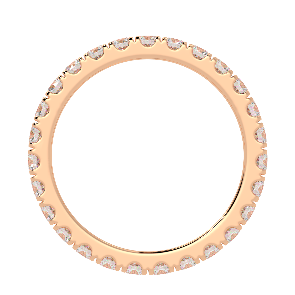 Wide Micro Set Full Eternity Ring in rose gold, flat view