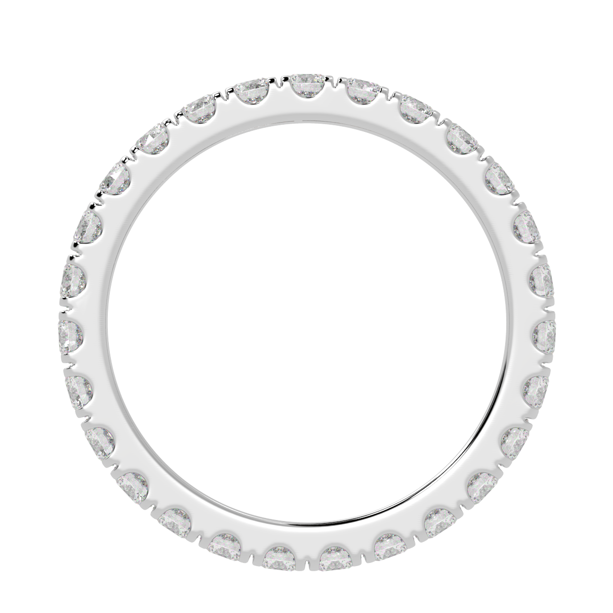 Wide Micro Set Full Eternity Ring in white gold or platinum, flat view
