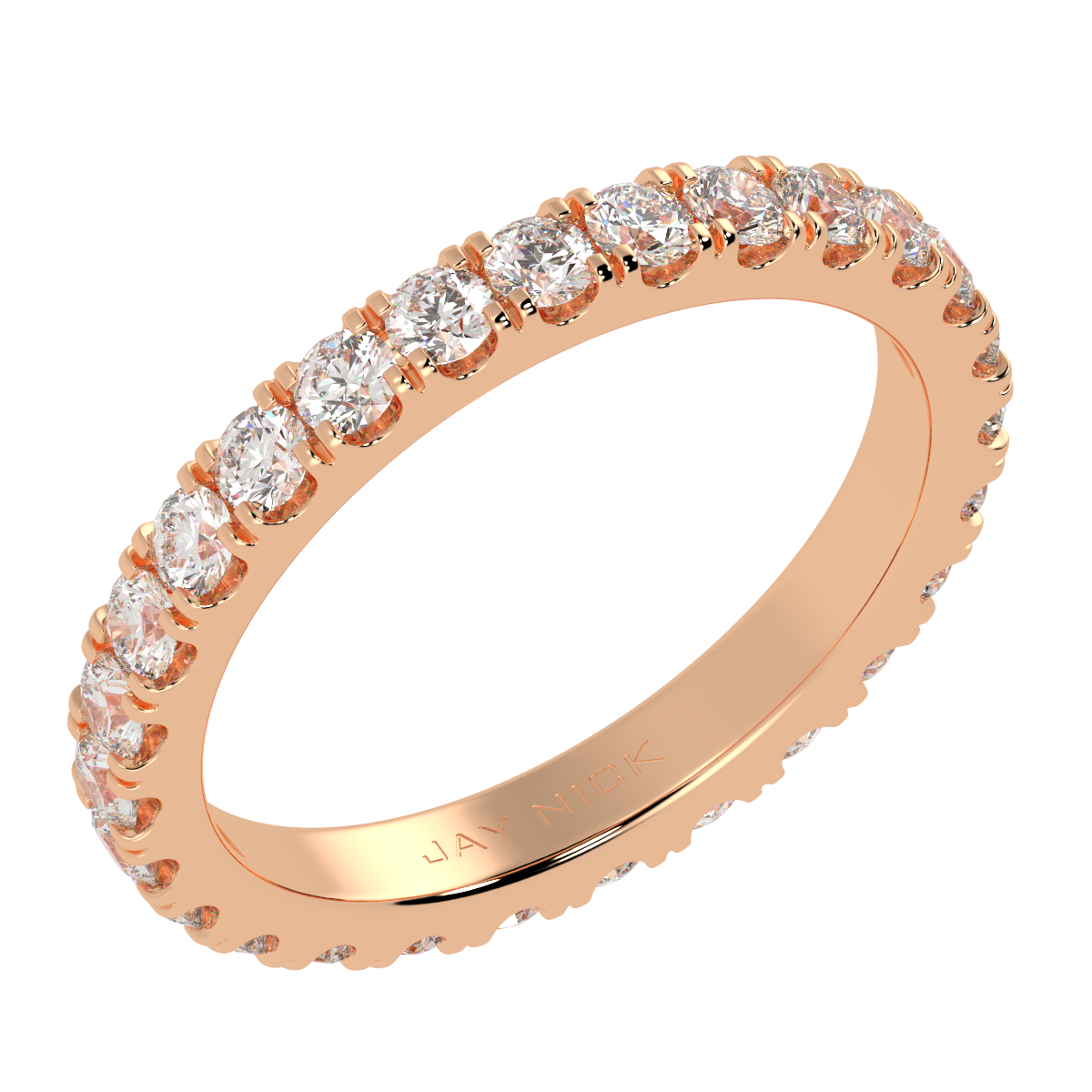 Wide Micro Set Full Eternity Ring in rose gold, perspective view