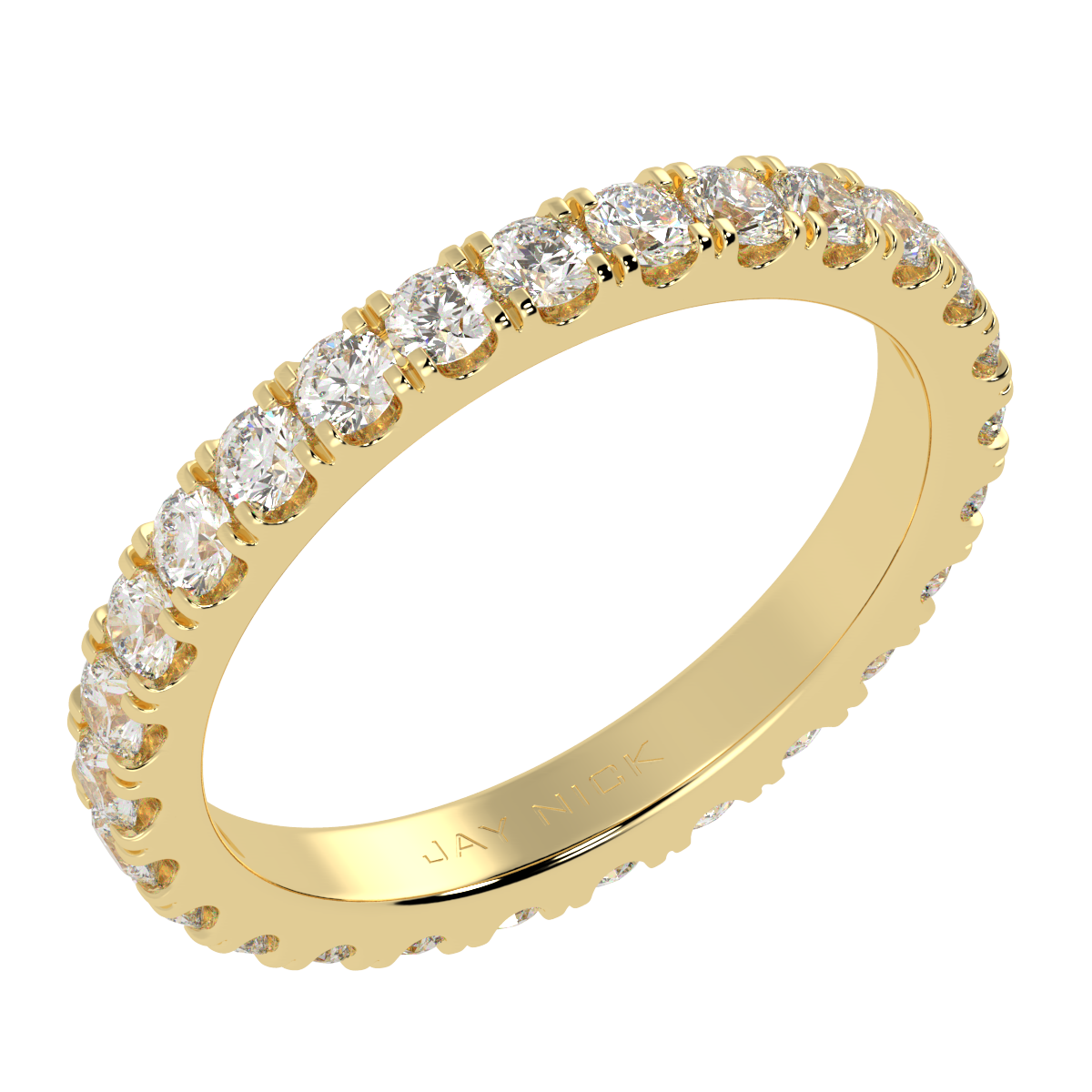 Wide Micro Set Full Eternity Ring in yellow gold, perspective view