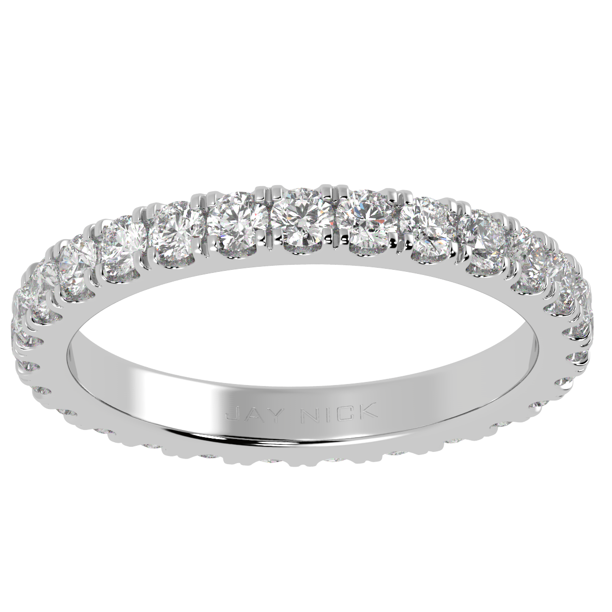 Wide Micro Set Full Eternity Ring in white gold or platinum, top view