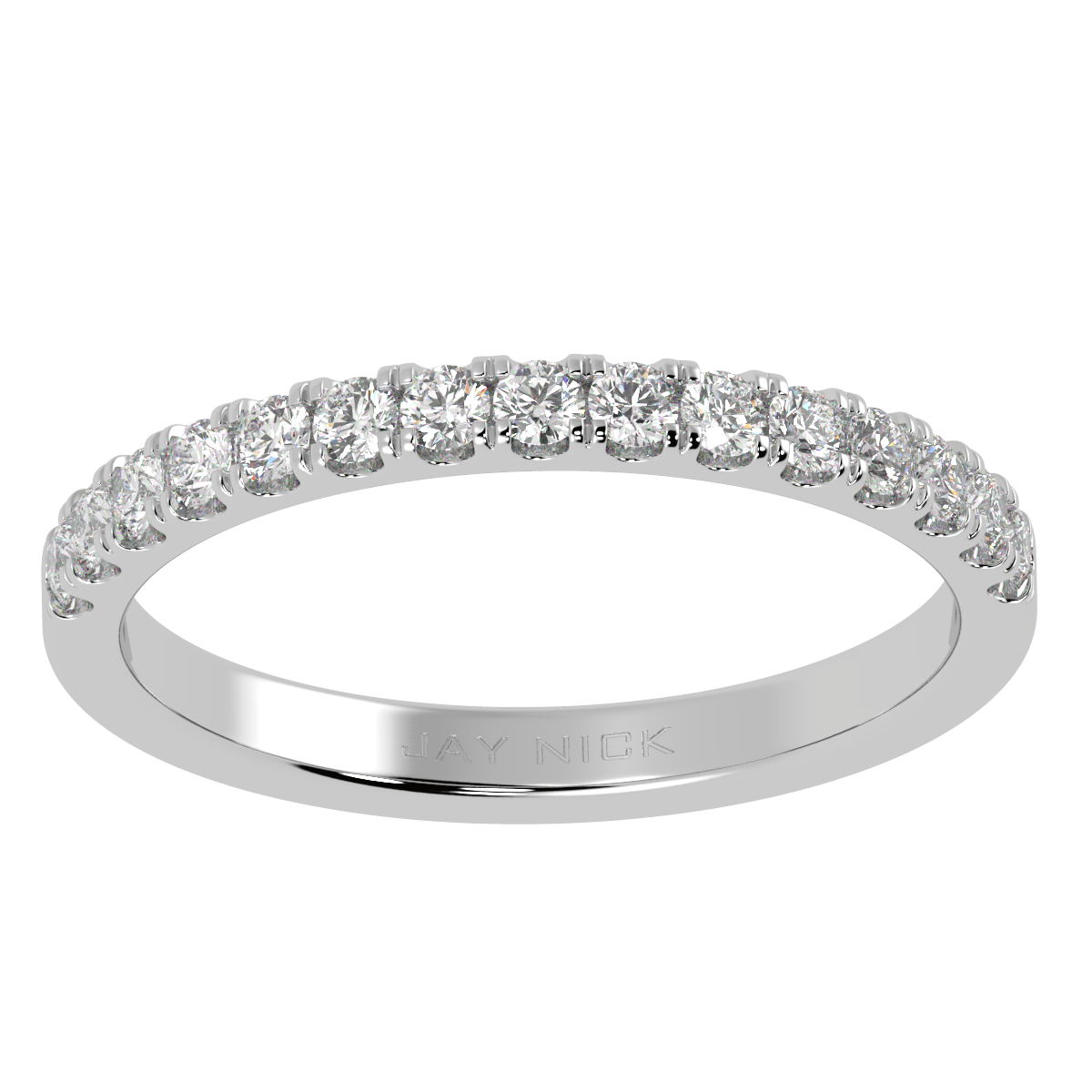 Micro Set Half Eternity Ring in white gold or platinum, top view