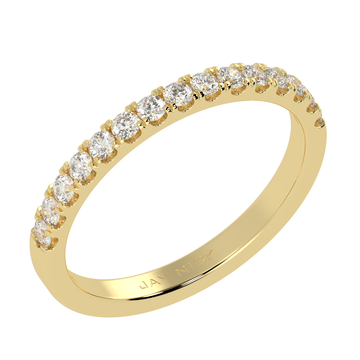 Micro Set Half Eternity Ring in yellow gold, perspective view
