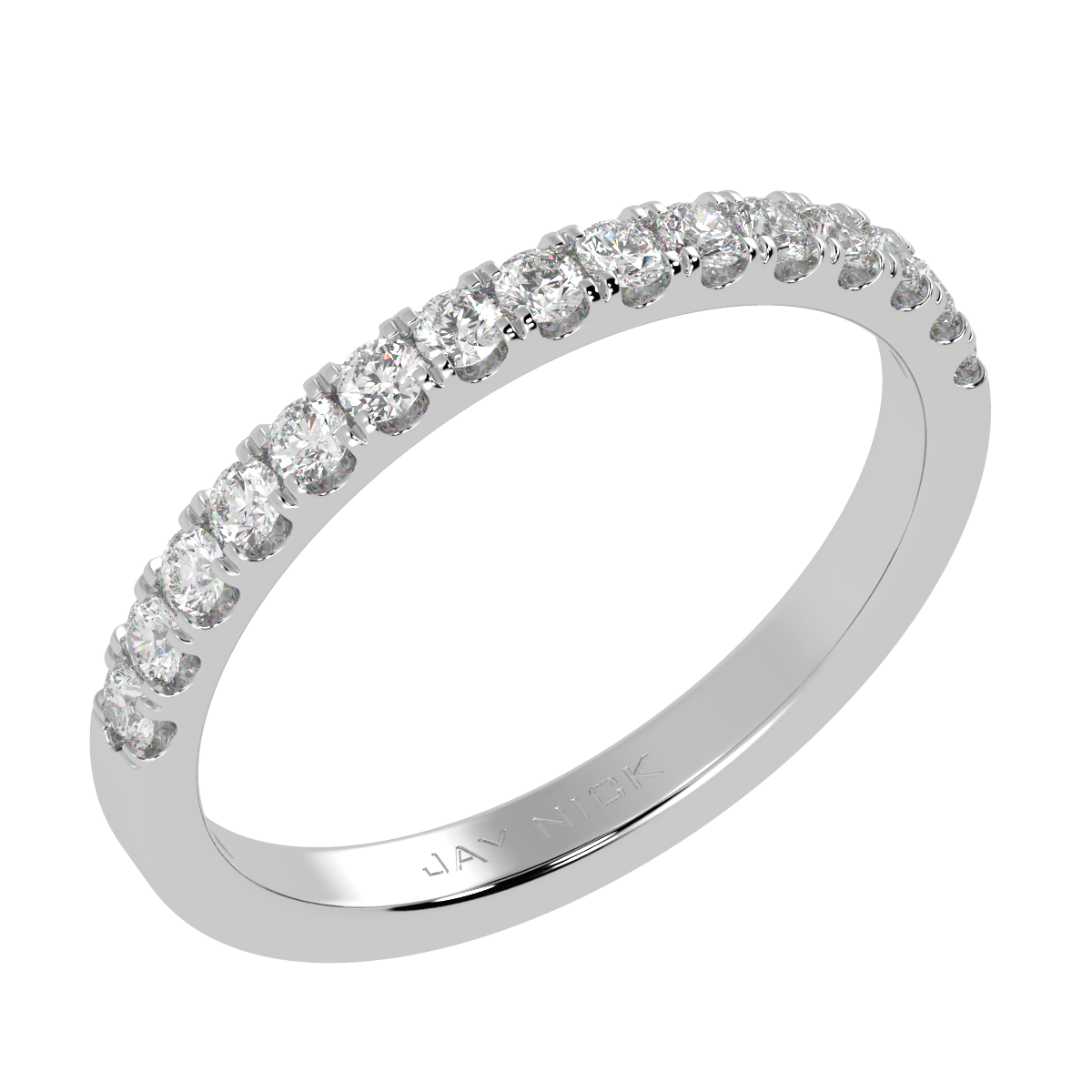 Micro Set Half Eternity Ring in white gold or platinum, perspective view