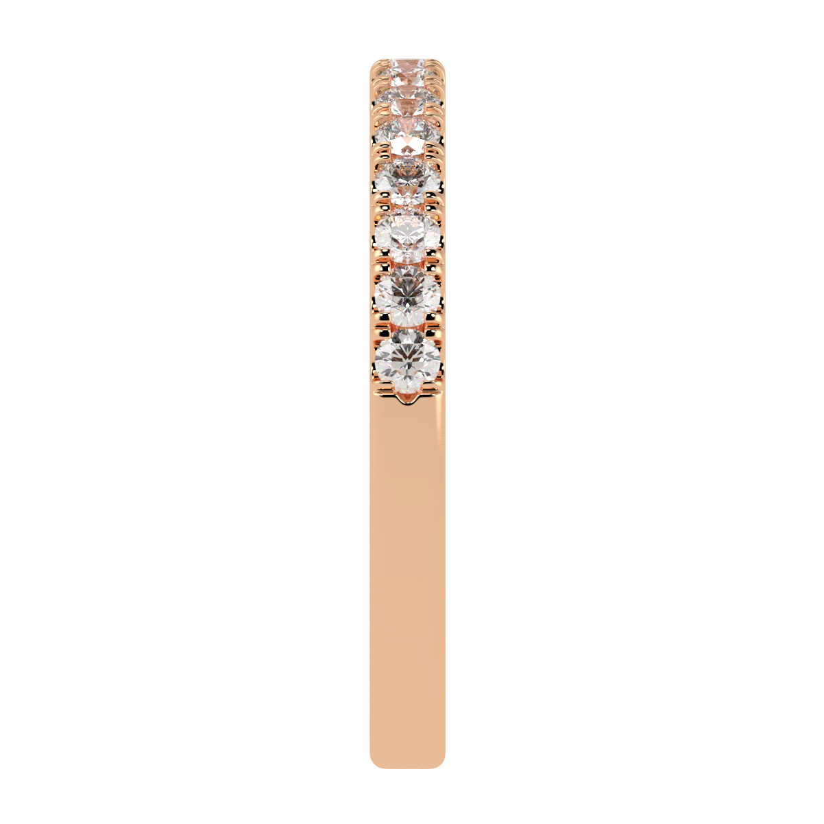 Micro Set Half Eternity Ring in rose gold, side view