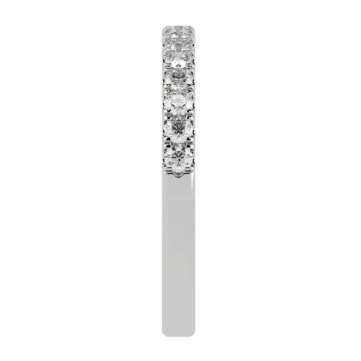 Micro Set Half Eternity Ring in white gold or platinum, side view