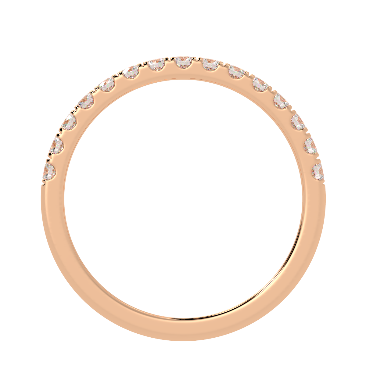 Micro Set Half Eternity Ring in rose gold, flat view