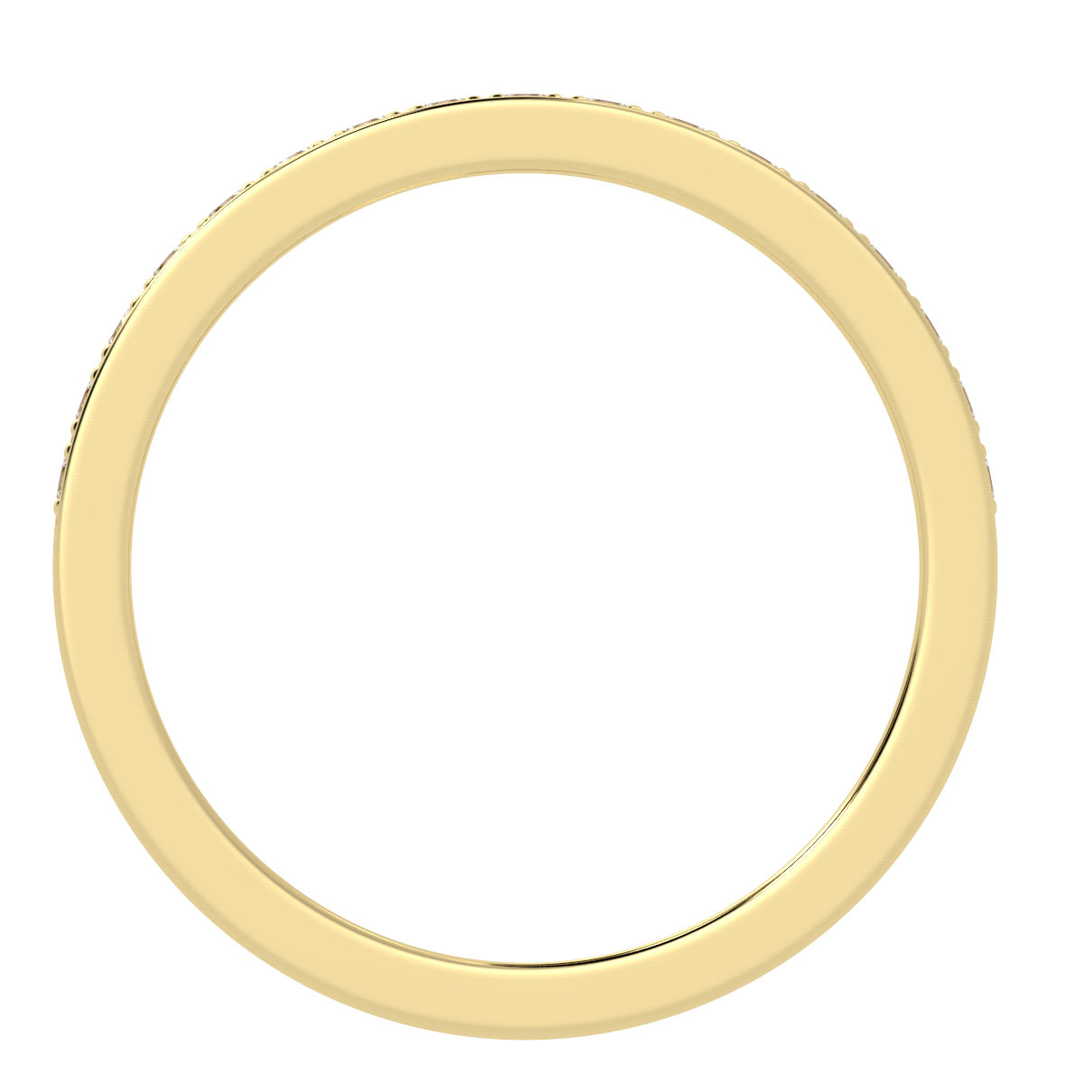 Pave Set Half Eternity Ring in yellow gold, flat view