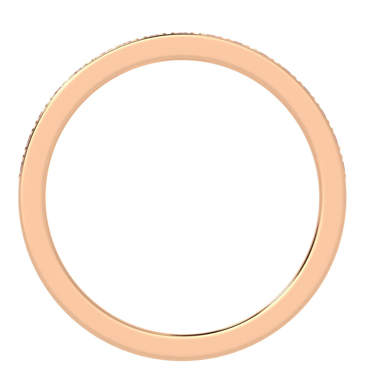 Pave Set Half Eternity Ring in rose gold, flat view