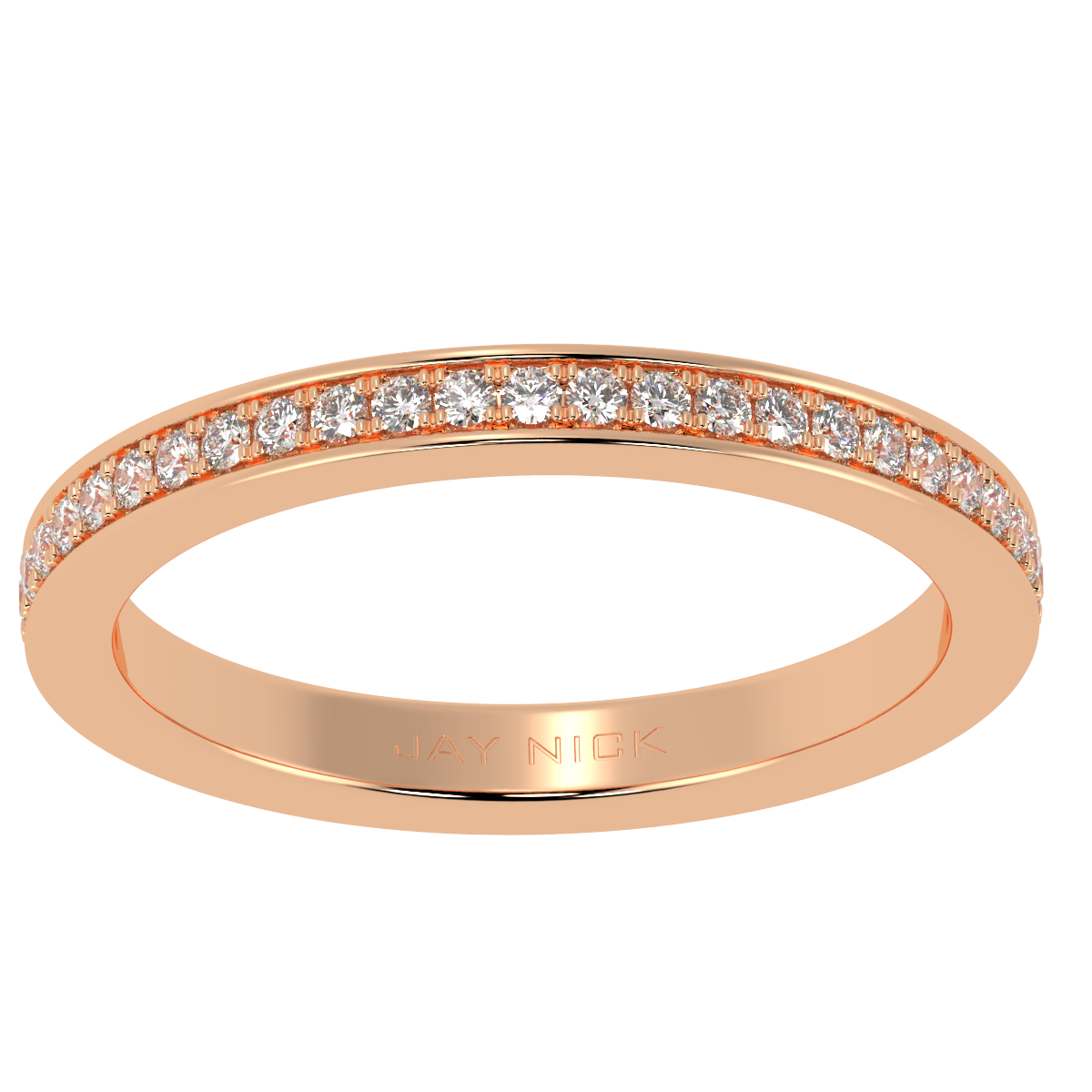 Prong Set Full Eternity Ring in rose gold, top view