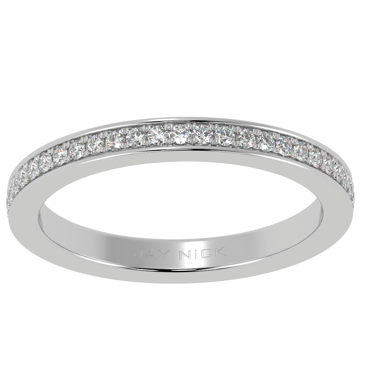Prong Set Full Eternity Ring in white gold or platinum, top view