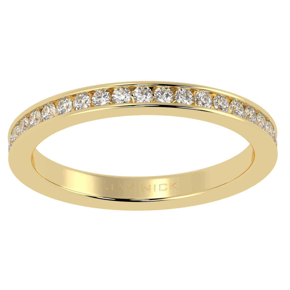 Channel Set Full Eternity Ring in yellow gold, top view
