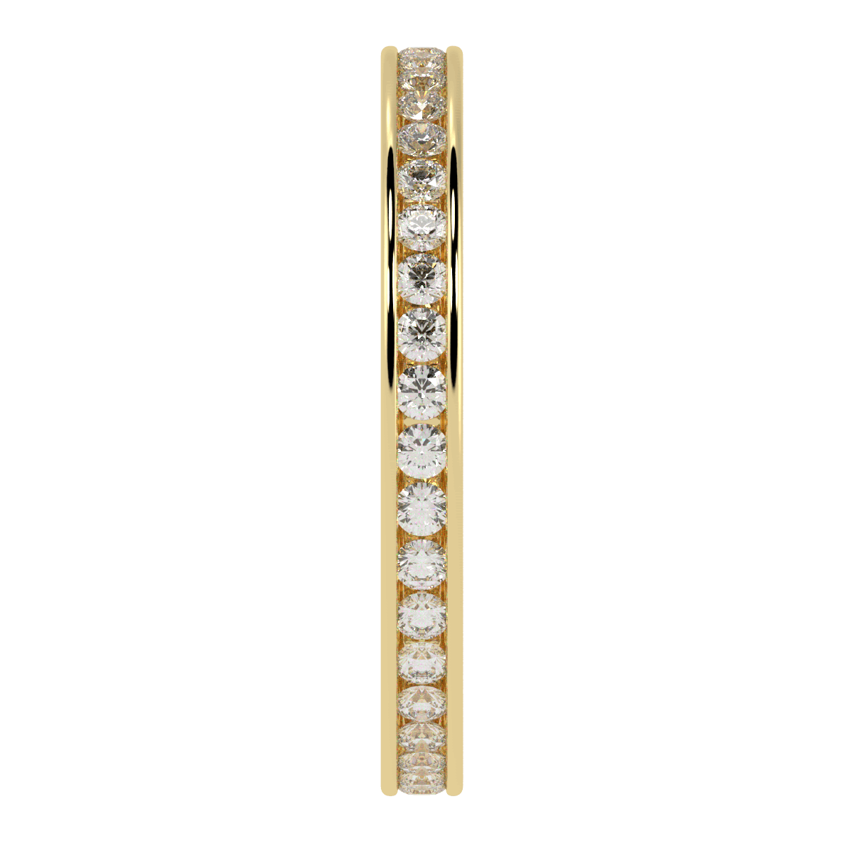 Channel Set Full Eternity Ring in yellow gold, side view