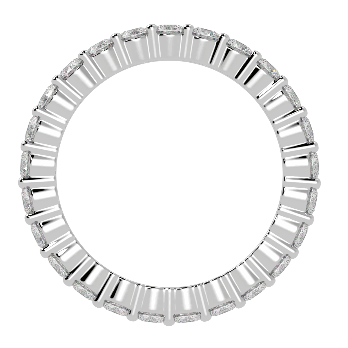 Claw Set Full Eternity Ring in white gold or platinum, flat view