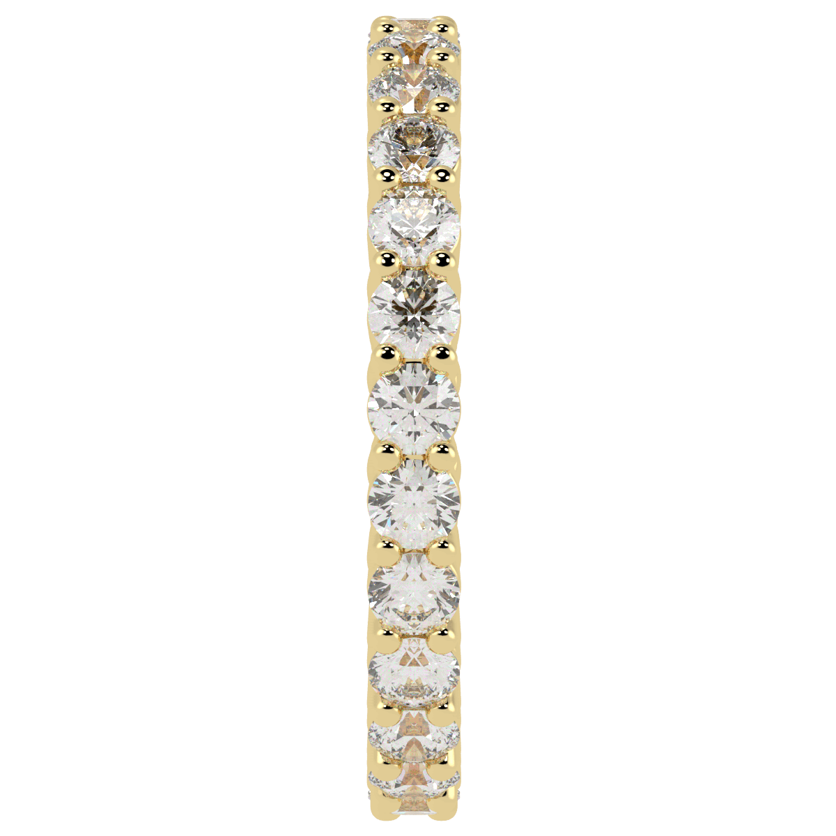 Claw Set Full Eternity Ring in yellow gold, side view